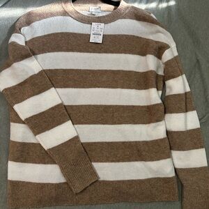 J. Crew Women's Tan and White Striped Sweater